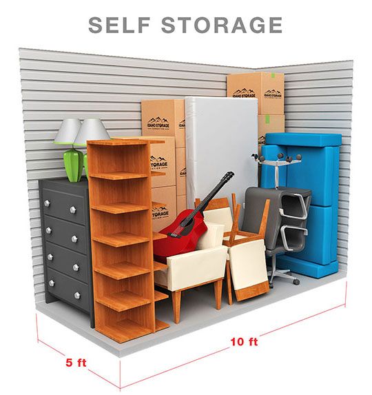 A diagram of a 5 foot by 10 foot storage unit | Idaho Storage Connection