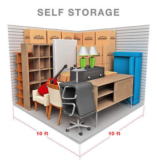 A diagram of a 10 foot by 10 foot storage unit | Idaho Storage Connection